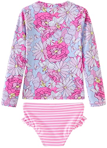 Image of UMELOK Toddler and Little Girls Rash Guard Sets with Bikini Bottoms Swimwear
