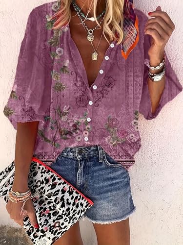 Summer Vacation for Womens Retro Style Printed Buttons Boho Beach Long Sleeve Leisure Travel Jacket2