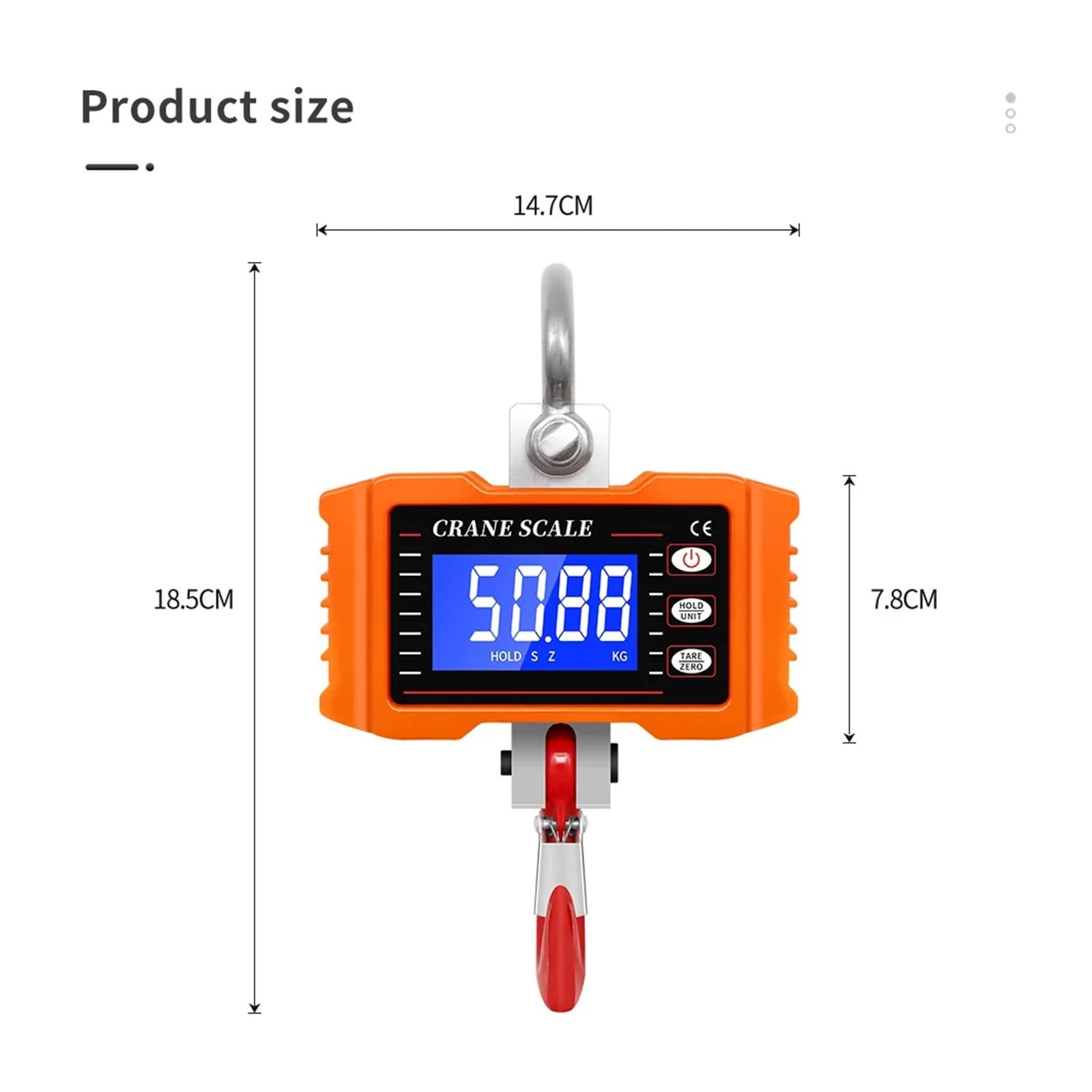 Bilancia digitale da gru 500 kg/1000 lb LCD sospesa industriale ad alta precisione con gancio for carichi pesanti,Multiuso