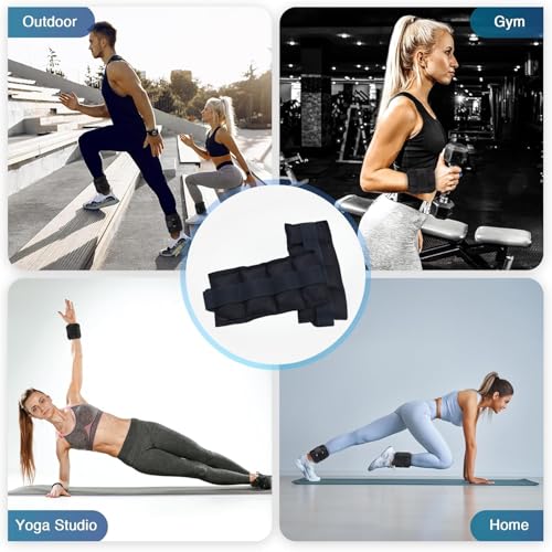 Image of Physiogears Adjustable Ankle /Wrist Weight Cuff 0.5-5 kg - Single Piece for Fitness, Walking, Running & Strength Training- Variations (Black, 0.5 Kg)