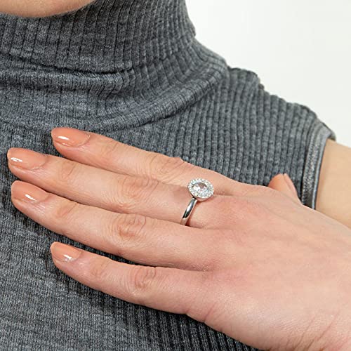 Bague argent 925 solitaire et couronne de zircons prestigieuse