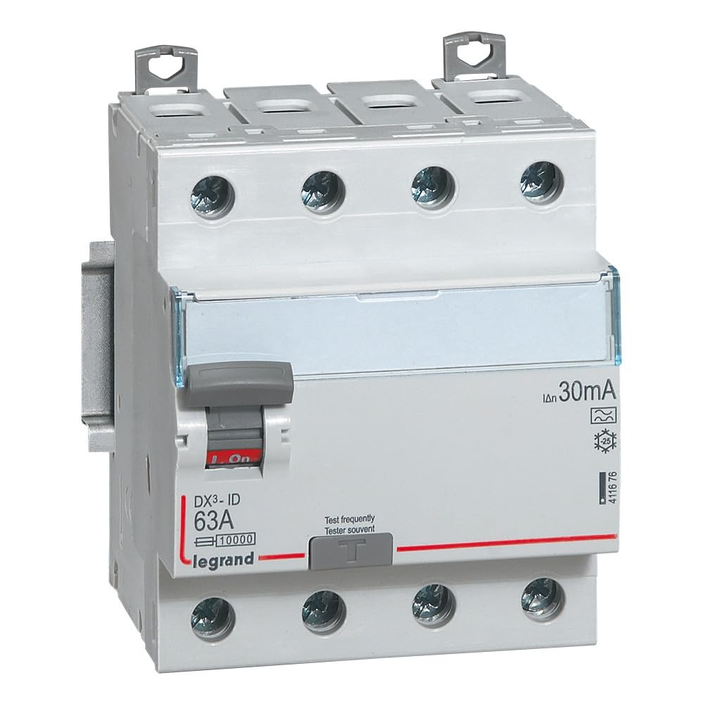 411676 Legrand - Interrupteur différentiel tétrapolaire 63A type A 30mA - 4 modules - Bornes alignées