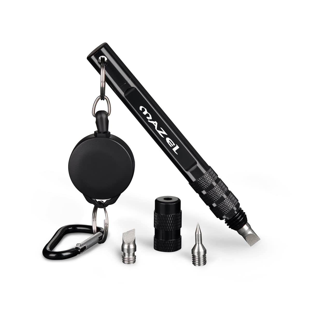 MAZEL Golf Wedge Groove Sharpener Tool | Golf Club Sharpener - Aluminum Alloy Shaft Golf Club Groove Cleaner and Sharpener with 3 Replaceable Heads,Fit for U & V-Grooves Re-Grooving Tool