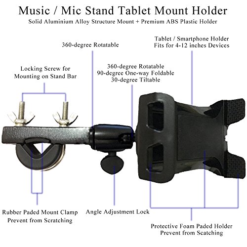 Etubby 4-12.5 Inches Music/Microphone Stand Tablet Holder Aluminum Alloy Phone Holder Cradle Mount For Apple Iphone Ipad, Google Nexus, Galaxy Tab And Any Other 4-12.5 Smartphones & Tablets #TOP1