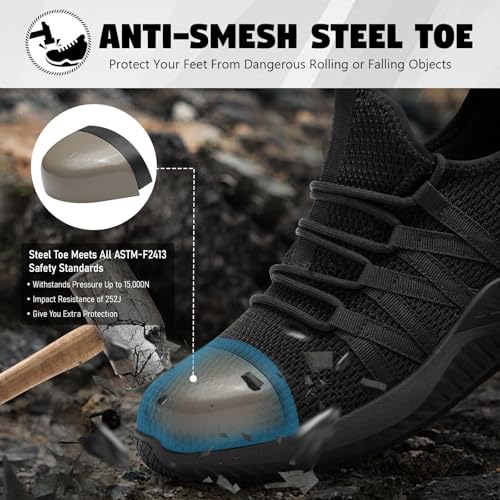 Steel Toe Shoes for Men Women Non Slip & Waterproof Safety Work Sneakers2
