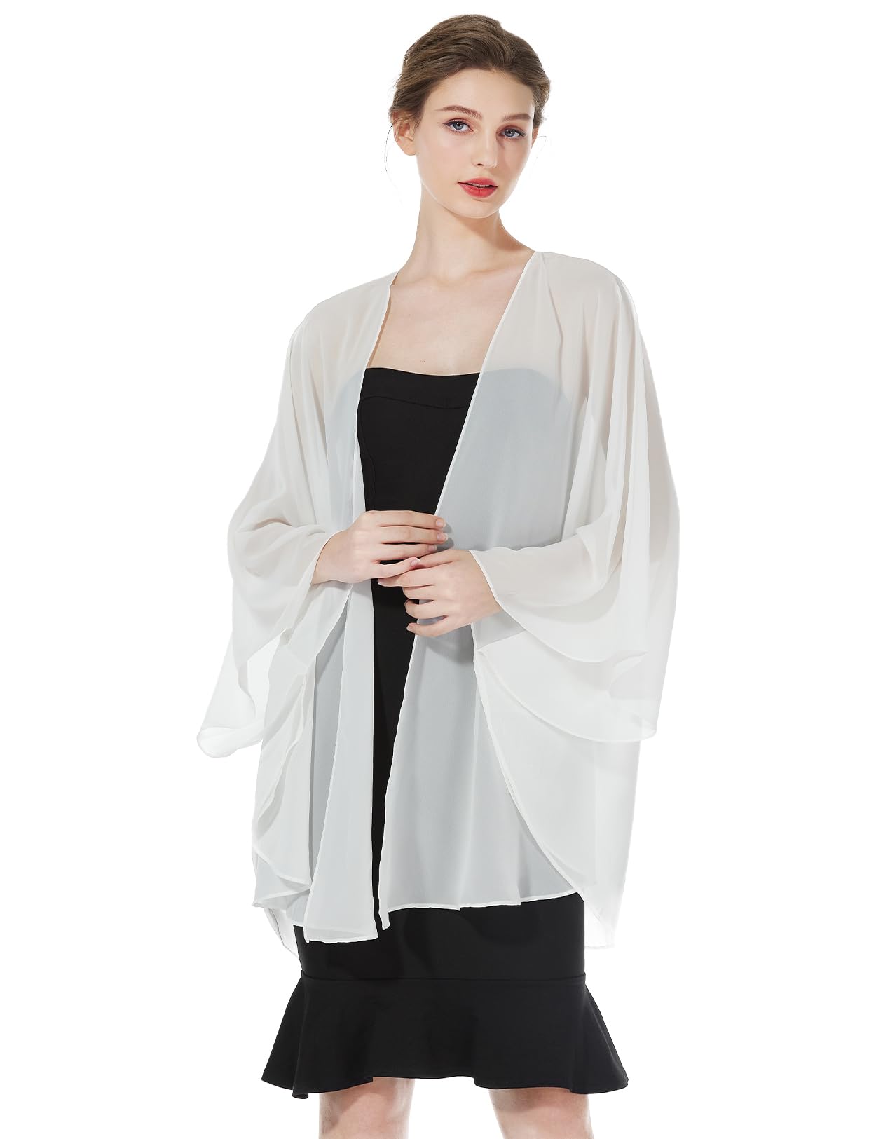 BEAUTELICATE Kimono Cardigan En Mousseline De Soie Femme Boléro Couverture Avec Manche Veste Transparent Grande Taille Pour Soirée Mariage Mariée Cérémonie D’été
