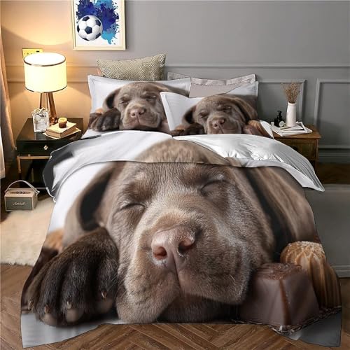 Housse de couette chiot lit simple microfibre douce fermeture éclair