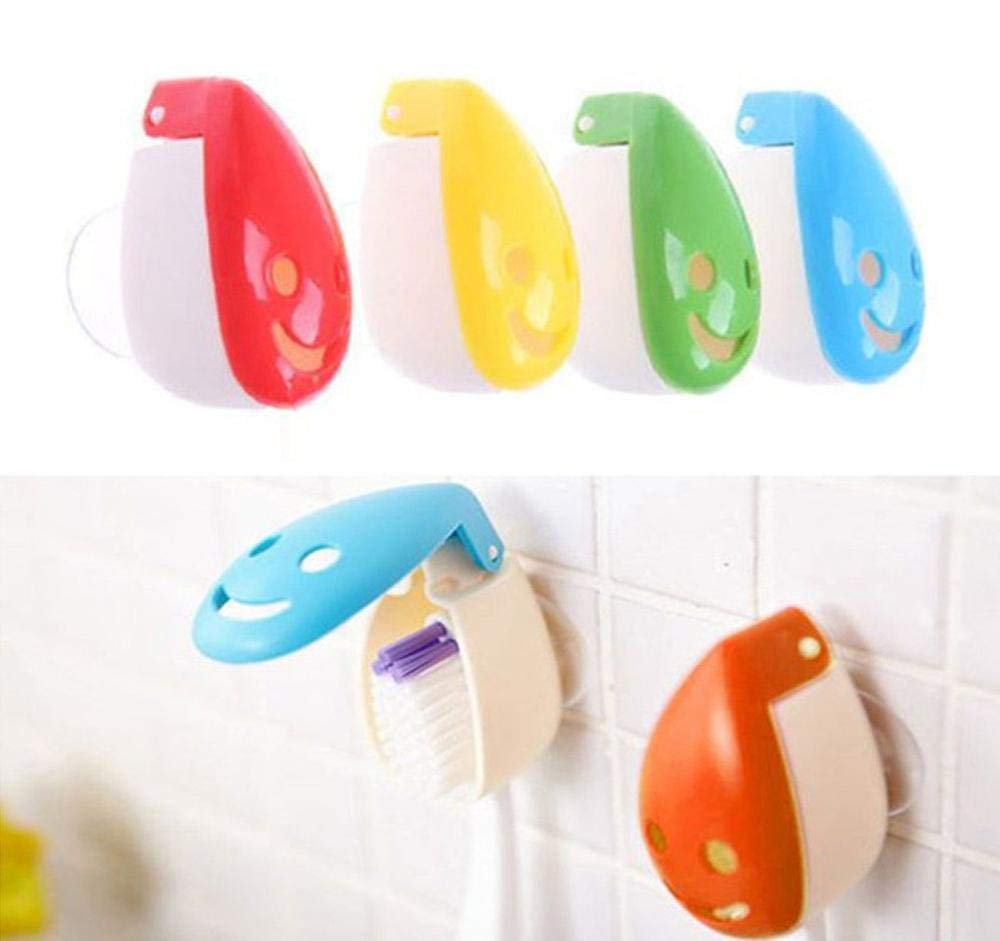 Uteruik Novelty Toothbrush Holder with Suction Cup Cartoon Wall Mount Toothbrushes Toothpaste Holder Bathroom Tool Accessories, 4pcs (Color Random)