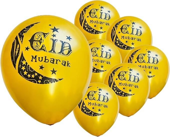 30 Pcs Gold EID Mubarak Balloons Set Premium Latex Decorations for Happy Eid Al-Fitr & Eid Al-Adha Celebrations Party Supplies