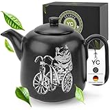 ✨ Fabriqué à la main et unique : chaque théière est une pièce unique fabriquée à la main avec un vernis réactif individuel. La surface noire mate lui donne un aspect élégant et en fait un accroche-regard élégant dans chaque cuisine.