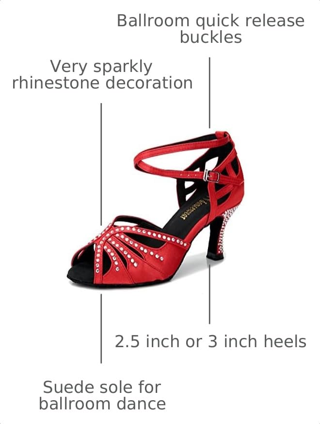 Image of TTdancewear Women Rhinestone Ballroom Dance Shoes Latin Salsa Performance Dance Shoes