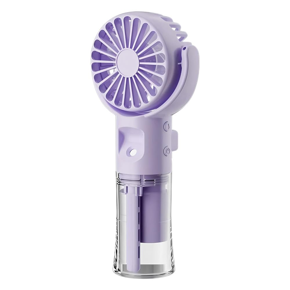 HIULLEN Mini Handheld Fan, Humidifier Mist Portable Handheld Fan, Portable Handheld Fan, Portable Handheld USB Rechargeable Fans, 4 Adjustable Speed for Home Office Bedroom Outdoor Travel