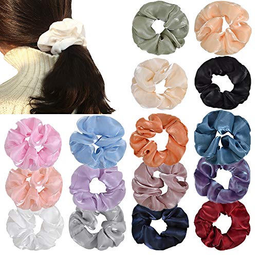 16 Stück Haargummis Elastische Haargummis Chiffon Pferdeschwanzhalter Weiches Haarband Haarschmuck für Frauen Mädchen Cover