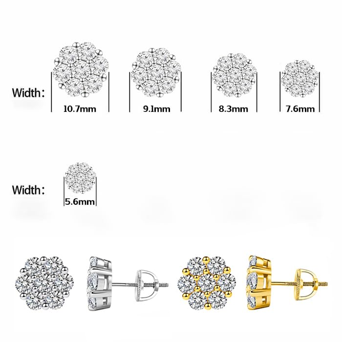 Moissanite Flower Cluster Stud Earrings, Sterling Silver S925 Moissanite Earrings for Men Women, 7-Stone Design4