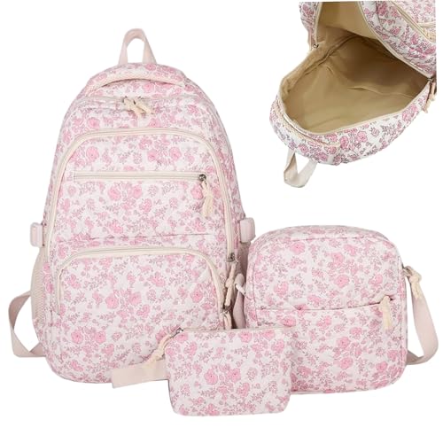 Sac à dos floral esthétique pour voyage, camping et sorties d'école