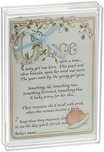 - Child to Cherish Baby to Bride Bracelet, Infant Girls Silver and Pearl Jewelry, Personalized Frame, Newborn Religious Gift for Shower, Christening, Baptism