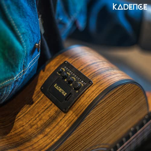 Kadence Acoustica Series Acoustic Electric Guitar - Wooden Acoustic Guitars (Zebra Wood) - Electric Acoustic Guitar With Pickup, Inbuilt Tuner And Bag - Guitar Acoustic For Beginner & Professionals #TOP7