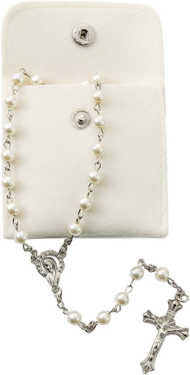 Rosary Beads Catholic for Women - Rosary Necklace Artificial Pearls, Solid Colored Simple Style Rosary Beads, Gifts for Women