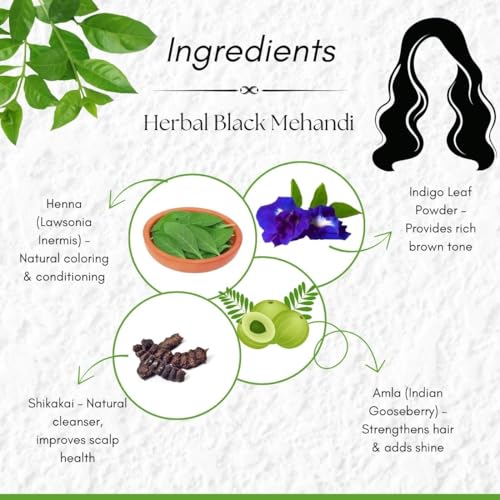 Image of Khadi Organic Black Mehandi Ultimate Henna Hair Color for Rich, Deep Tones & Softness | Hair Colour, 100% Pure and Natural | | Smooth, Shiny & Long Lasting Black Hair Colour - Pack of 4