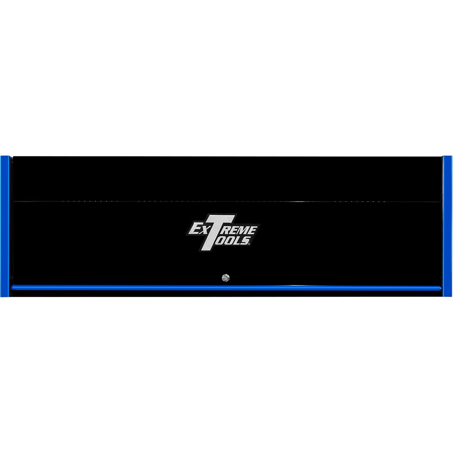 Extreme Tools RX Series 72 in. x 25 in. D Triple-Bank Extreme Power Workstation Hutch in Black with Blue Trim RX722501HCBKBU