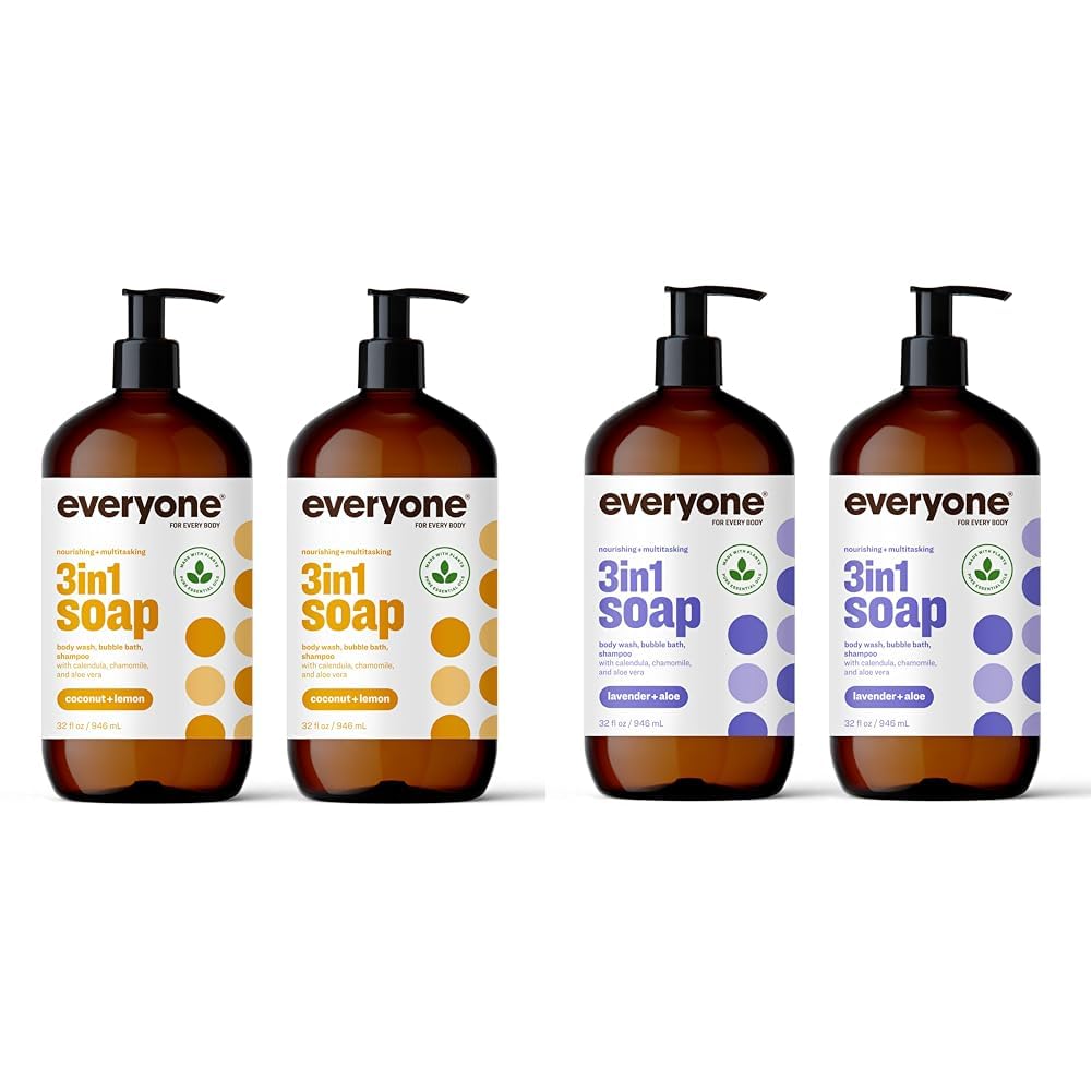 Everyone 3-in-1 Soap Bundle with Coconut Lemon and Lavender Aloe Scents 32 Ounce 2 Pack
