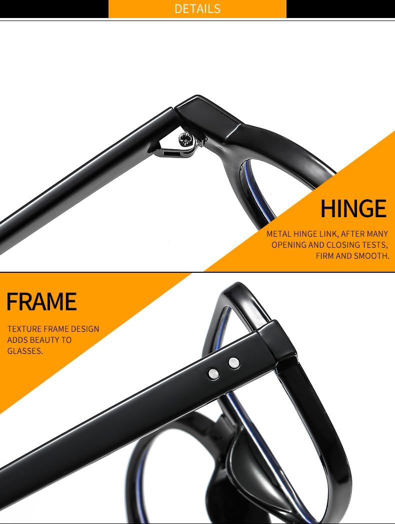 ICARA Personality Square Round Reading Glasses for Men Women,Computer Glasses Anti UV Readers - Image 5