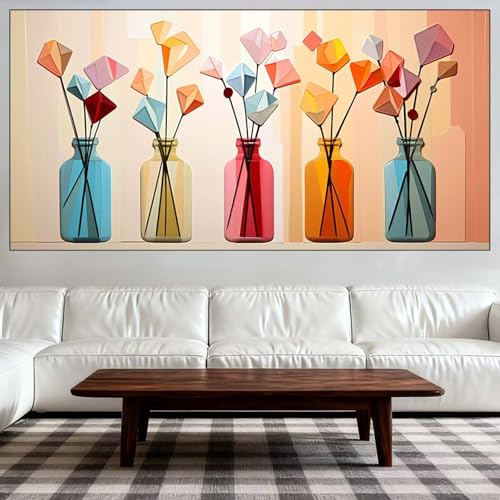 Diamond Painting Kit Completo, Diamond Painting Adultos Grande Tamaño 40x80cm, DIY Florero Pintura de Diamantes, Cuadros con Diamantes Punto de Cruz de Mosaico, Decoración Salón (Creatividad) QL-677