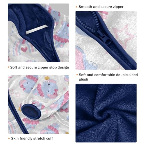 Cute Baby Elephants Girls Fleece Jacket Girls Fall Jacket Girls Zip Up Hoodie Girls Sherpa Jacket 2-10T3