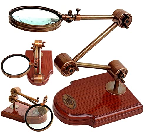 Hanzla Collection Lupa de escritorio antigua Kelvin & Hugnes London Marine ajustable lupa   Accesorio de mesa vintage