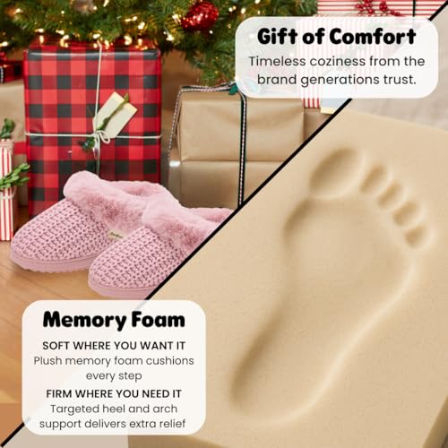Image of Dearfoams Women's Memory Foam Cozy Soft House Slippers Gifts for Women Hannah Knit Clog House Shoes