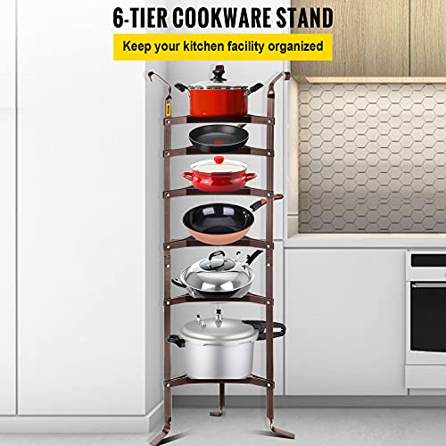 Vevor 6-Tier Cookware Stand, Carbon Steel Multi-Layer Pot Rack, 61-Inch Cookware Shelf, Bronze Cookware Storage Tower, Unassembled Kitchen Corner Shelf Rack For Pans, Pots, Baskets And Kettles Storage #TOP1