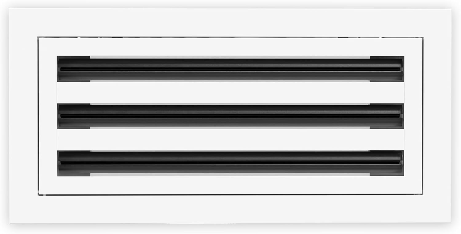 QuietCool 14x6 Modern Design AC Grille - Aluminum White - Air Vent - Linear Slot Diffuser - Register Grille for Heating and Cooling - Compatible with Ceiling, Wall, or Floor Registers