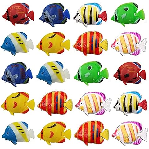yueXinCh 20 Pieces Artificial Moving Fishes Lifelike Fish Ornament Artificial Tropical Fish Plastic Floating Fishes for Fish Tank Decoration Cover