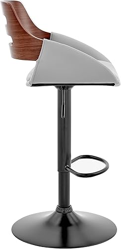 Miniatura 24 de Armen Living Taburete de bar de madera giratorio de mediados de siglo con pedestal moderno con piel sintética para encimera de isla de cocina,