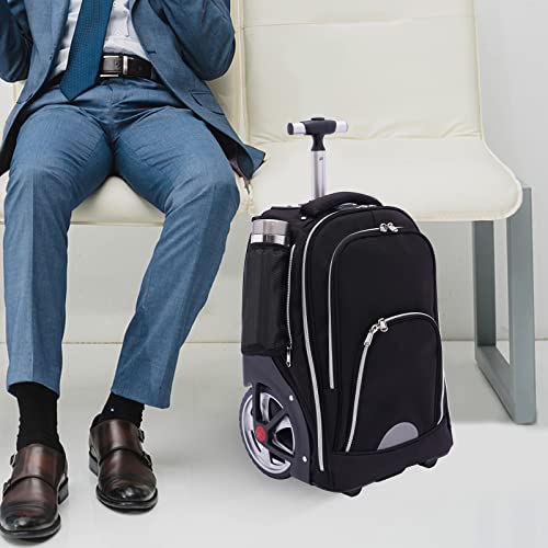 DCSYOG Sac à dos à roulettes pour ordinateur portable - 45 l - Bagage à main léger - Avion - Sac à dos de voyage avec roulettes - Pour le travail, l'université - Noir, Noir , m, Moderne – vue 7