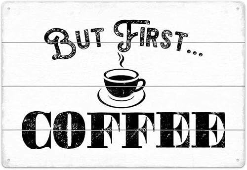 SCAZOMV Letrero decorativo para cocina, letrero de café vintage para barra de café, placa de café de grano de madera blanca de 12 x 8 pulgadas