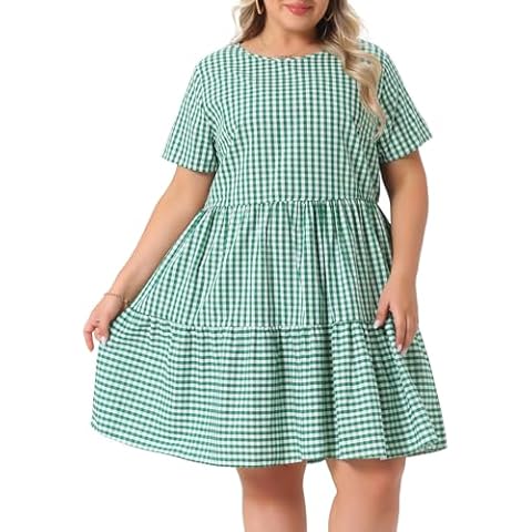 Agnes Orinda Plus Size Gingham Midi Dress Cover