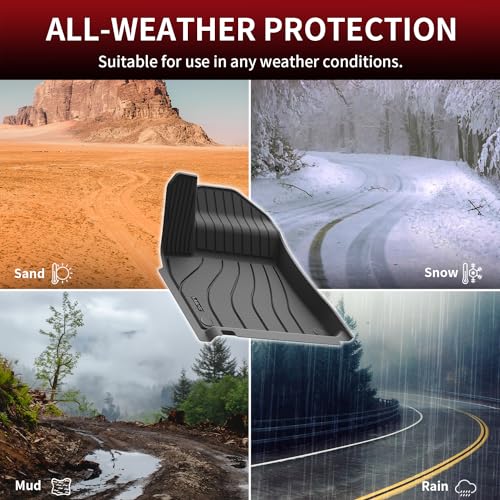 Image of LASFIT Floor Mats for Porsche Cayenne 2019-2026, Black | 3D Custom Fit TPE All Weather Floor Liners, Full Coverage Secure-Fit Car Mats, Easy to Clean, Tool-Free Install