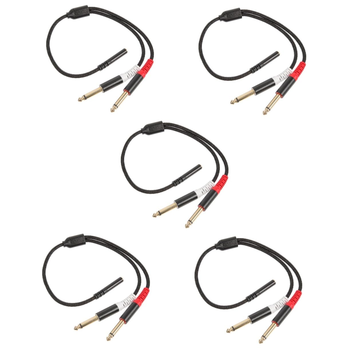 HOMSFOU 5pezzi Audio Cable Splitter Femmina Doppio Maschio Adattatore Audio Per Mixer e Chitarre Riduzione Del Segnale Alta Fedeltà