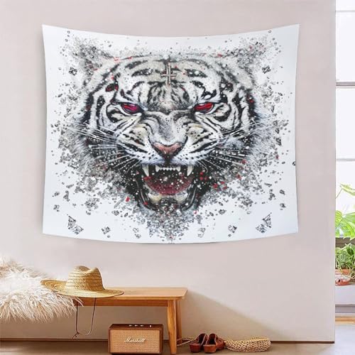 Tapisserie de decoration murale tigre 3D grand format tissu mural de salon 180x230cm