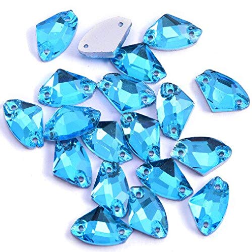 BrillaBenny Galactic Pierre à strass à coudre double trou cristal robe mariée (Aquamarine, 5 mm x 10 mm) Cover