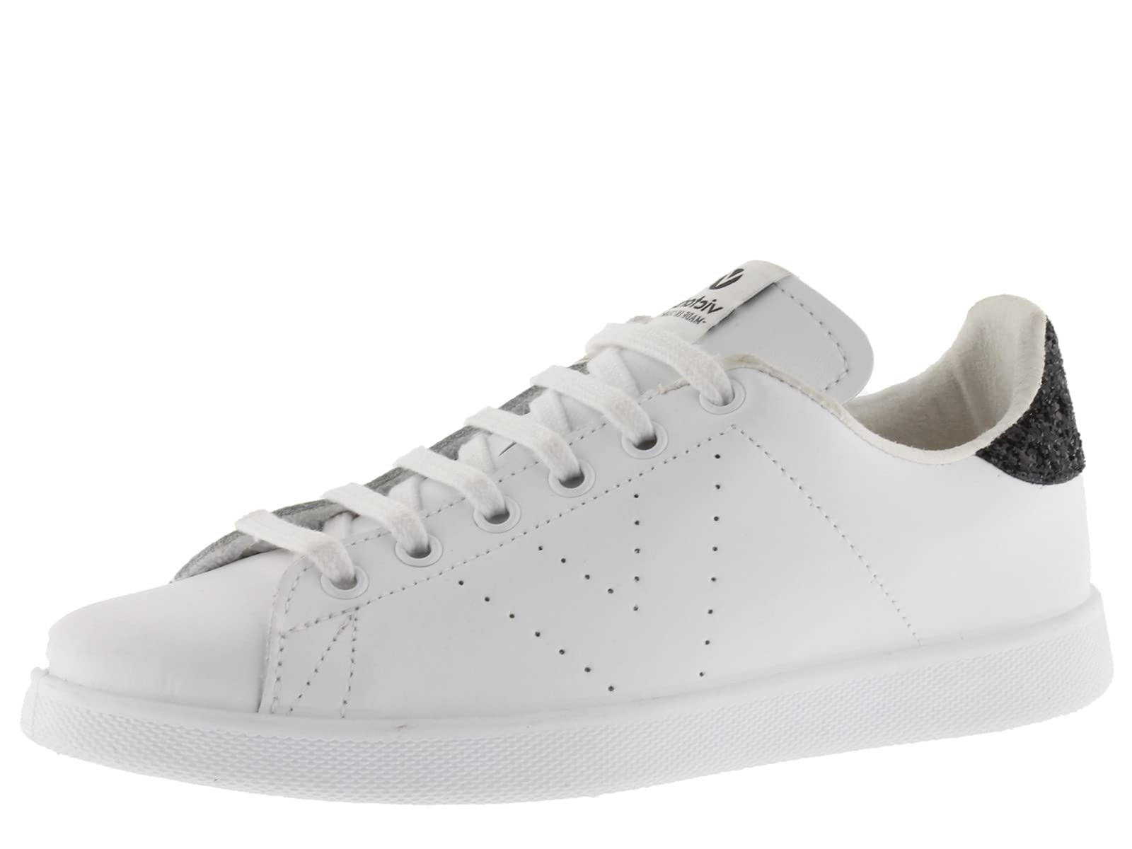 victoria Tenis Leather Low-Top Trainers & Glitter Back & Perforated Logo 1125104 for Women Negro 36