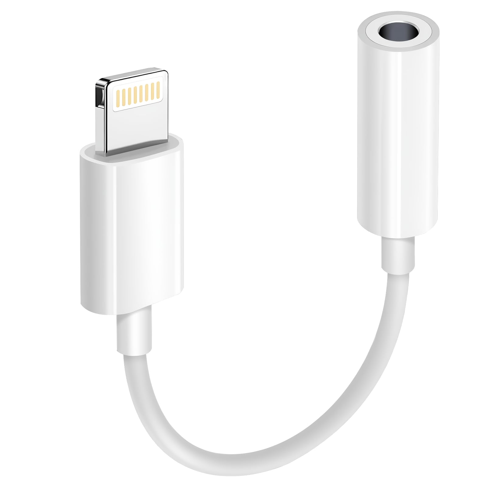 Apple MFi Certified 1 Pack Lightning to 3.5 mm Headphone Jack Adapter for iPhone, iPhone Aux Adapter Converter Dongle Audio Cable Compatible with iPhone 14 13 12 11 X XS 8 7 White