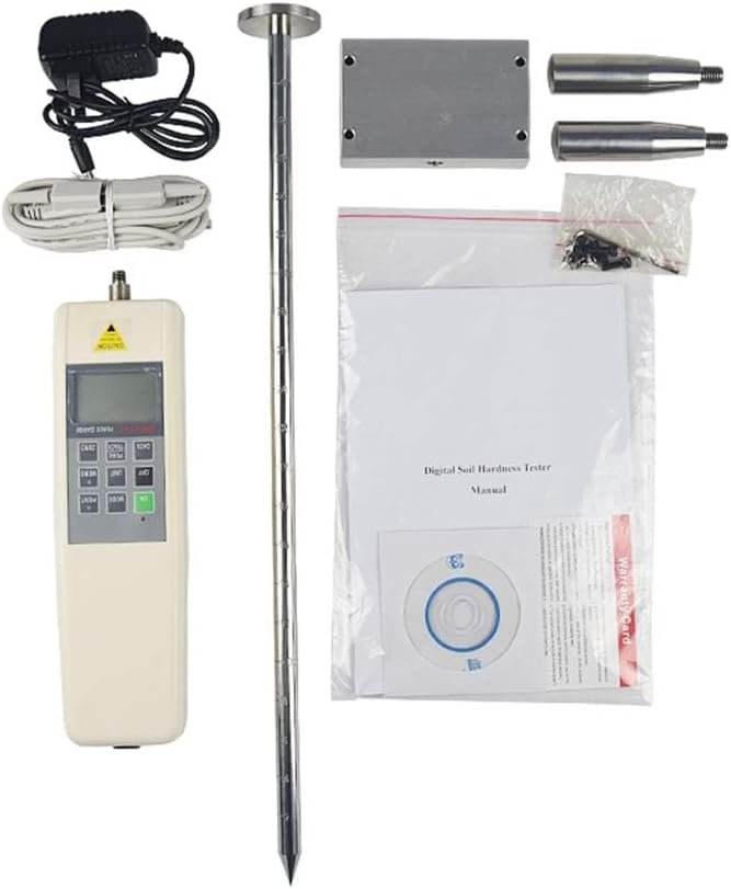 Digital Soil Hardness Tester Soil Compaction Instrument Deep Insertion 0 to 450mm with Gravity Acceleration Setting Function 896 Test Values Storage