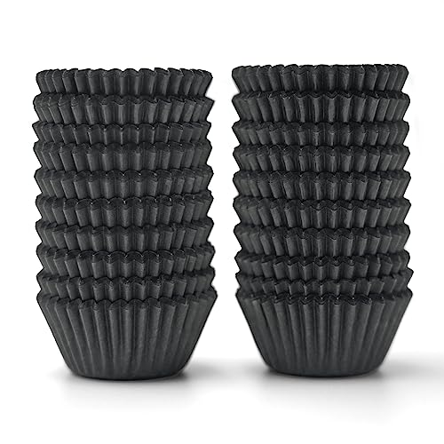 Mini Pirottini per Muffin Carta,400 Pezzi,Antiaderenti,Pirottini per Muffin Carta in Pergamena,Nero,Dimensione Mini