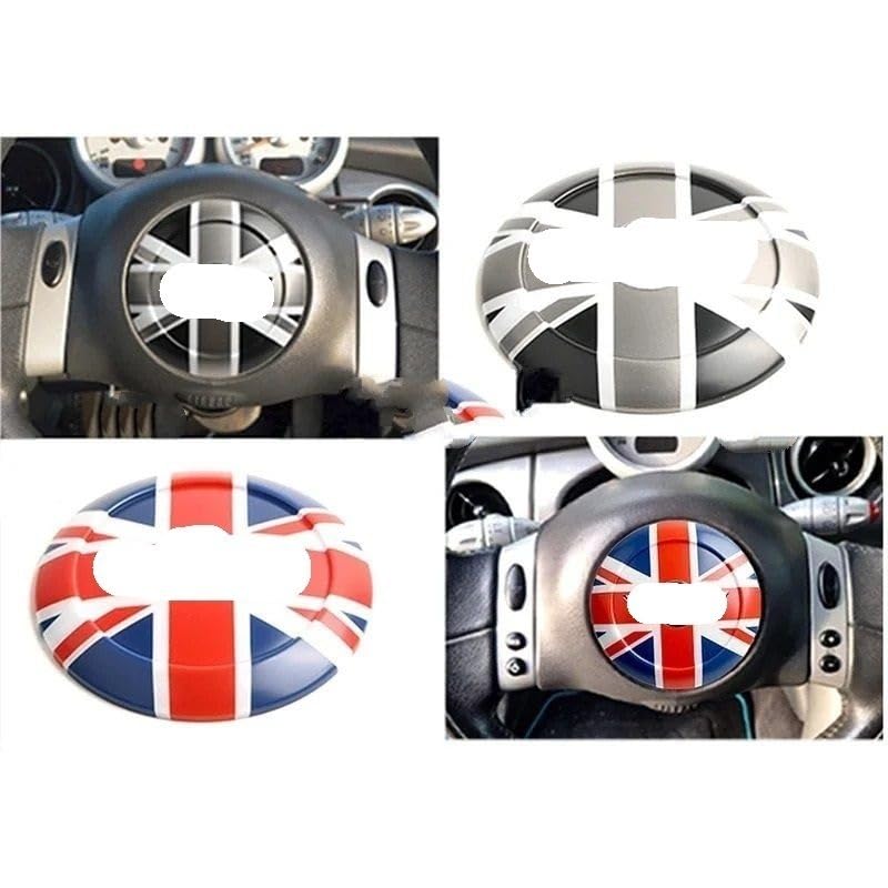 Szary Jack dla B//M//W MINI Cooper R50 R52 R53 3D Panel środkowy kierownicy naklejki samochodowe stylizacja wnętrza samochodu akcesoria tapicerka(Black)