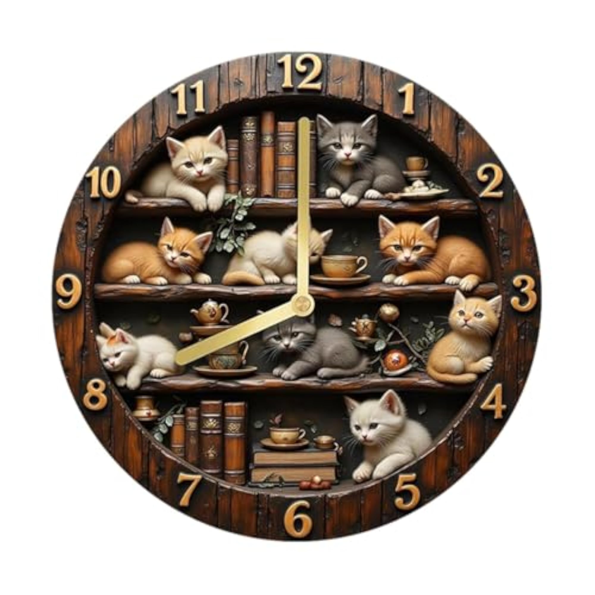 2D Retro Design Wooden Wall Clock for Bar & Cafe