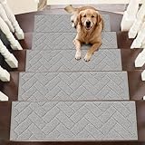 BEQHAUSE Alfombra antideslizante para peldaños de madera,