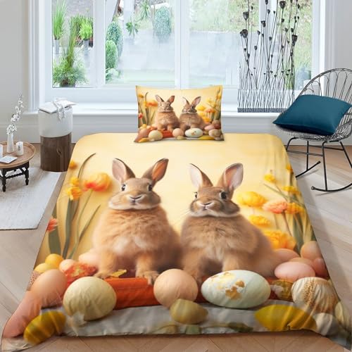 Parure de lit lapin IOFEER multicolore 135x200cm en microfibre - 6
