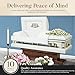 Overnight Caskets White Cross Lords Prayer Metal Funeral Casket w/White Velvet Interior - 18 Gauge Steel - Fully Appointed Adult Casket - Coffin Featuring Velvet Interior Lining w/Pillow & Throw Set